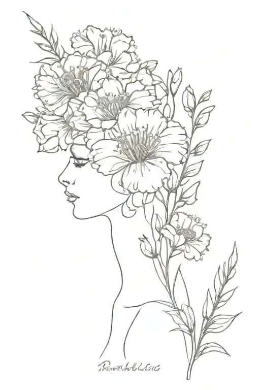 spinal tattoo with carnations iris rose larkspur chrysanthemum  tattoo design idea