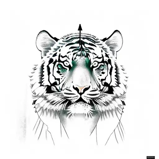 Tiger with indian headdress  tattoo design idea