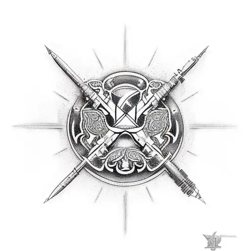 Generate an intricate tattoo sleeve design featuring elements of a U.S. Army airborne infantryman and machine gunner, sy tattoo design idea