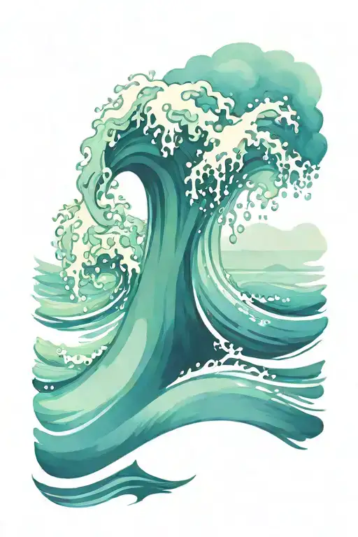 ocean wave with rain   tattoo design idea