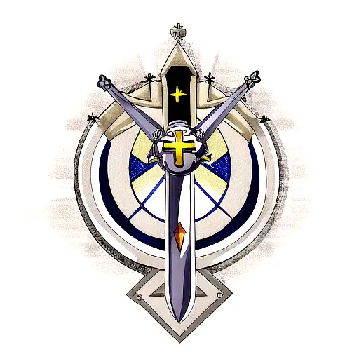 shield templar cross and a sword tattoo design idea