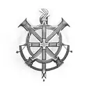shield templar cross and a sword with nordic runes tattoo design idea