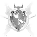 shield templar cross and a sword with nordic runes tattoo design idea