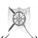 shield templar cross and a sword with nordic runes tattoo design idea