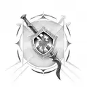 shield templar cross and a sword tattoo design idea