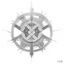 shield templar cross and a sword tattoo design idea
