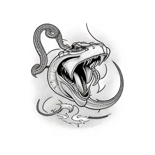macmahon Viper bites in her own Tail tattoo design idea