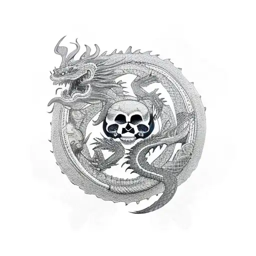Dragon, Samurai, Yin Yang, Geisha, Skull tattoo design idea