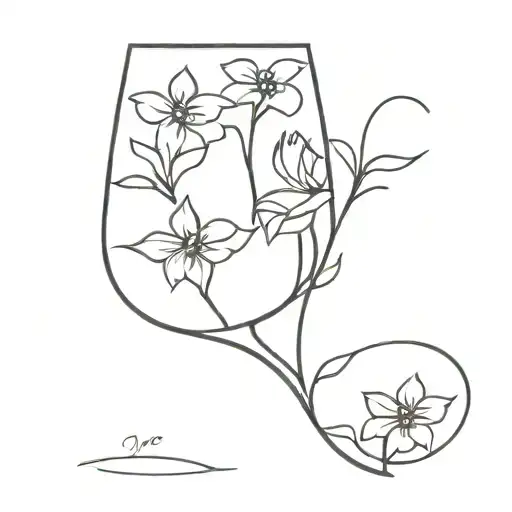 wine glass flowers 03-20-02 tattoo design idea