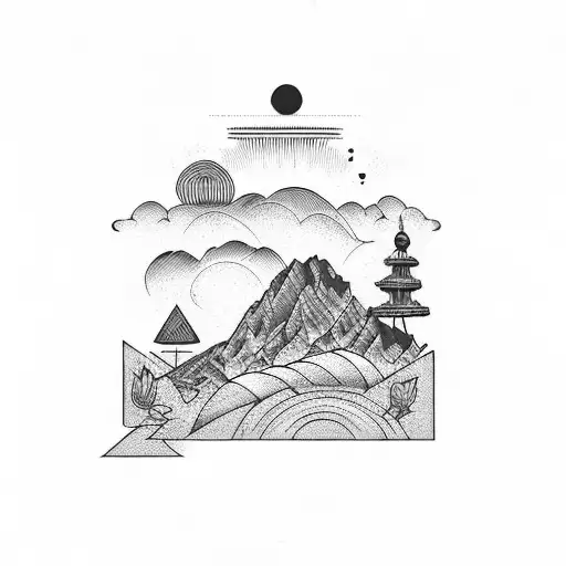 Porsche californication, sunset in background tattoo design idea