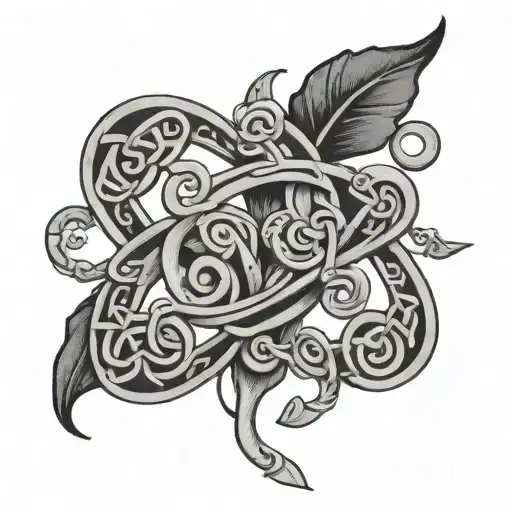 an irish celtic knot and italian vine intertwined tattoo design idea
