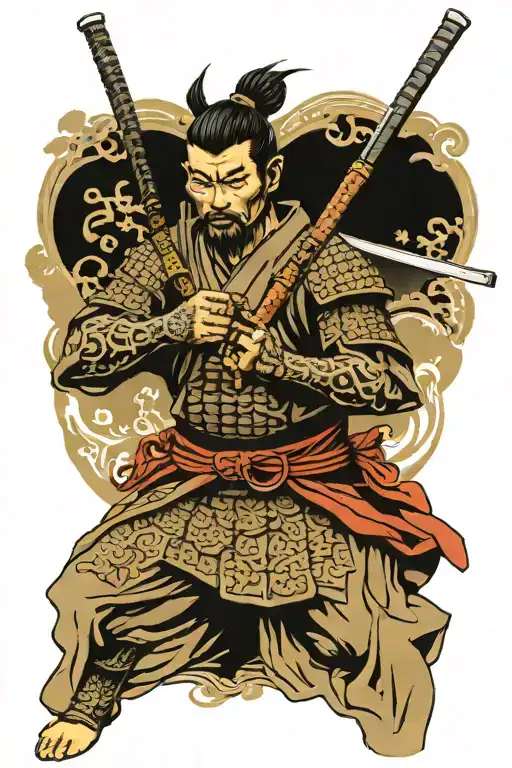 Samurai with AR-15 tattoo design idea