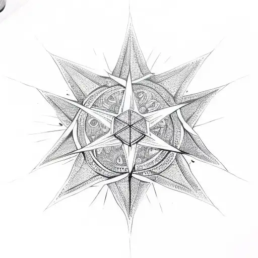 8 pointed star tattoo design idea