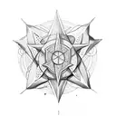 8 pointed star and crescent moon upside down  tattoo design idea