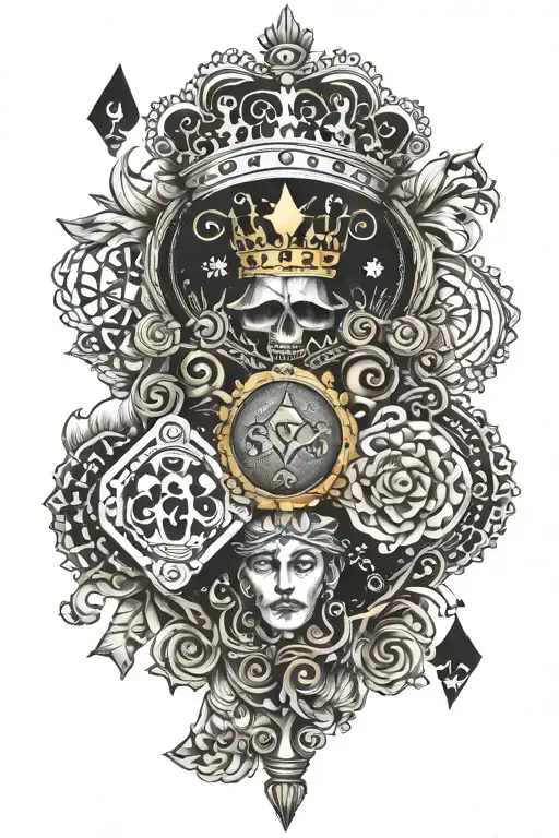 4 cards, first card is king, second queen, third jack, last one is ace tattoo design idea