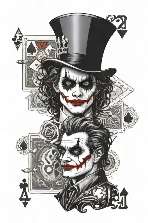 4 cards, first card is king, second queen, third jack, last one is joker tattoo design idea