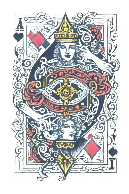 4 cards, first card is king, second queen, third jack, last one is ace tattoo design idea