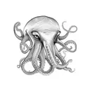 whale eating an octopus  tattoo design idea