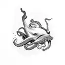 whale eating an octopus  tattoo design idea