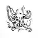 whale eating an octopus  tattoo design idea