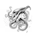whale eating an octopus  tattoo design idea