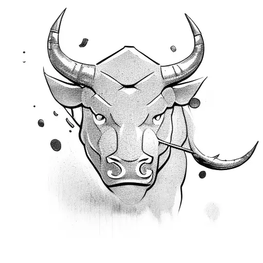 Wall Street bull with JS sign tattoo design idea