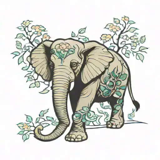 Elephant with poison tree on its forehead tattoo design idea