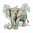 Elephant with poison tree on its forehead tattoo design idea