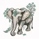 Elephant with poison tree on its forehead tattoo design idea