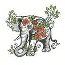 Elephant with poison tree on its forehead tattoo design idea