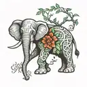 Elephant with poison tree on its forehead tattoo design idea