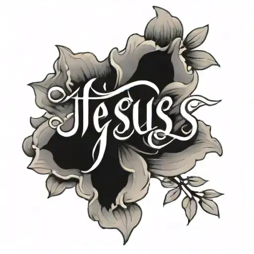 Jesus's name in hebrew with saved me under it " thigh" tattoo design idea