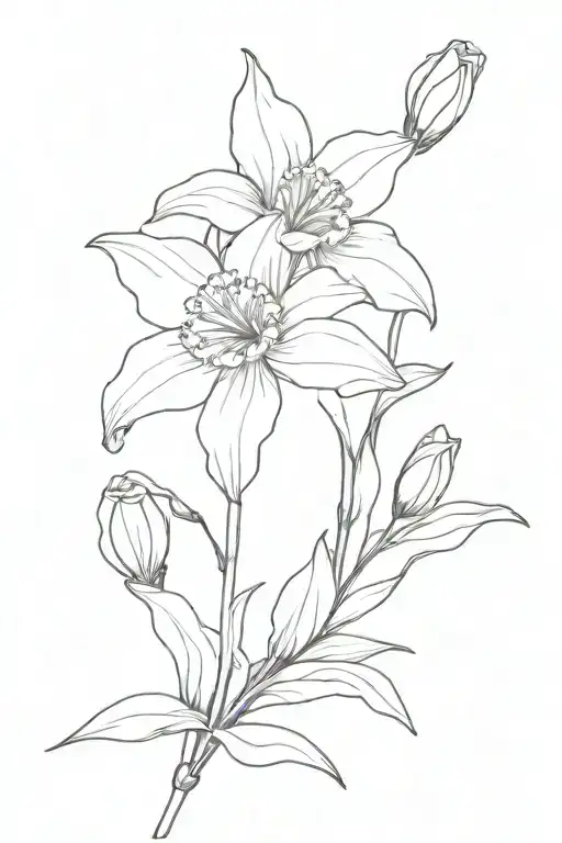 larkspur daffodil waterlilly tattoo design idea