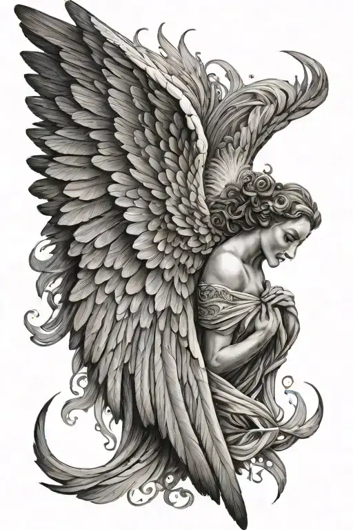 Angel wings flying tattoo design idea