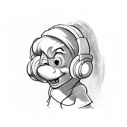 Smurf with headphones  tattoo design idea