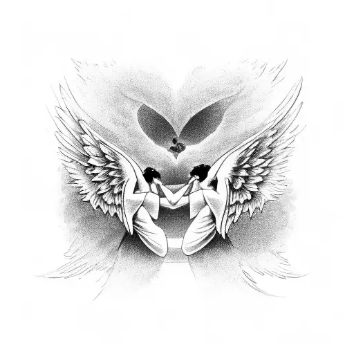 angel and devil, beautiful, kissing, opposites, love, passion tattoo design idea