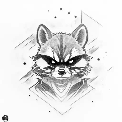 Rocket Raccoon con pistola en dibujo lineal para tatuaje tattoo design idea