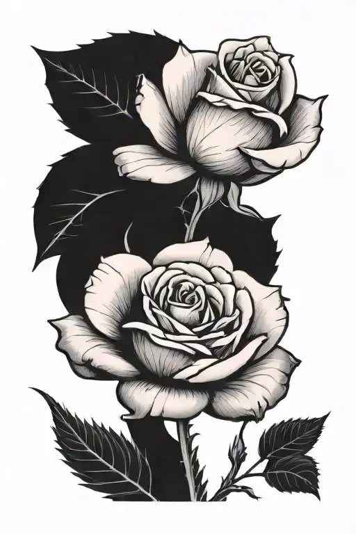 a pink rose with a black stem and pink pedals tattoo design idea