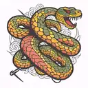 snake wrapped with sword  tattoo design idea