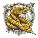 snake wrapped with sword  tattoo design idea