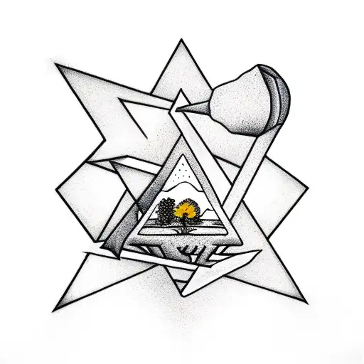 triangle with a bonsai tree tattoo design idea