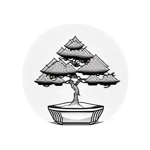 triangle with a bonsai tree tattoo design idea