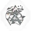 triangle with a bonsai tree tattoo design idea