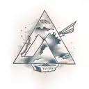 triangle with a bonsai tree tattoo design idea