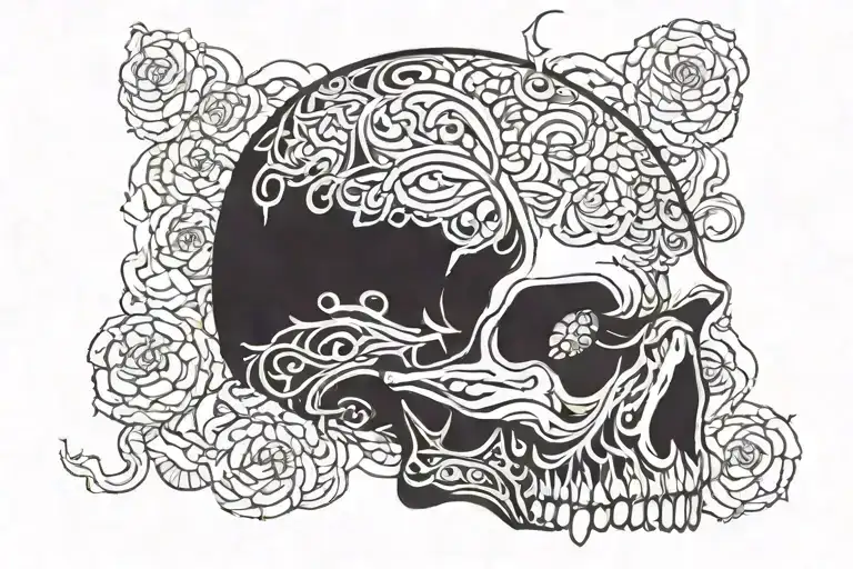 Skull and Zach Bryan lyrics tattoo design idea