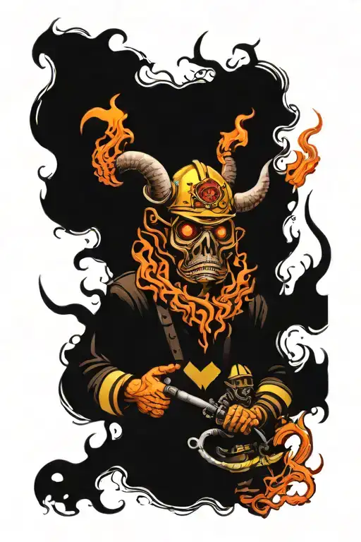 firefighter and Demons tattoo design idea