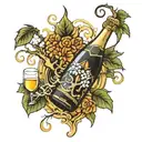 champagne tree tattoo design idea