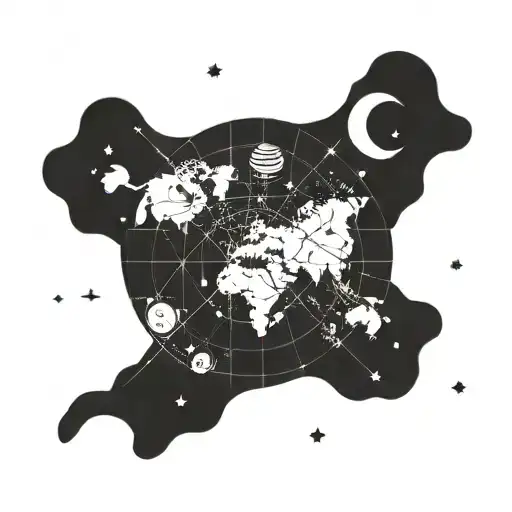 A celestial map of the night sky featuring constellations that represent important dates in your life tattoo design idea