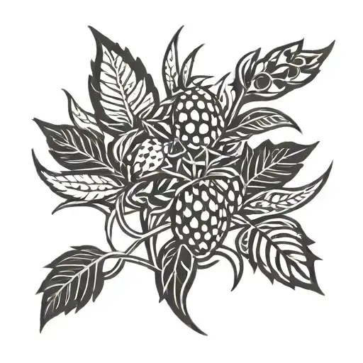 sweetgrass sage strawberry plants  tattoo design idea