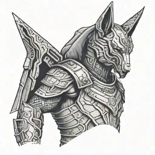 Special forces soldier with Anubis inspired armor tattoo design idea